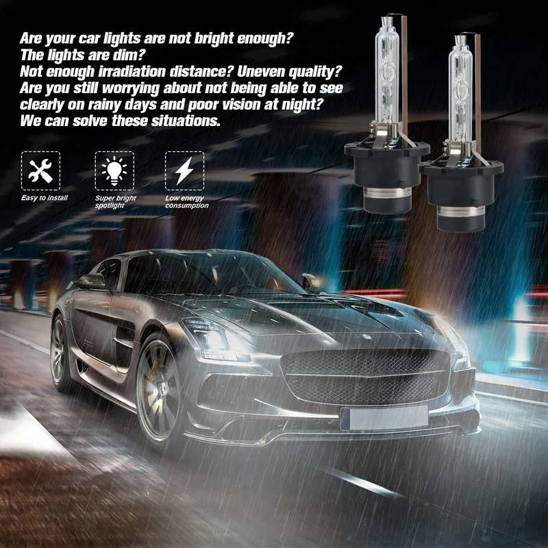 D4S HID Bulbs, Xenon Headlight Replacement Bulb 35W High Low Beam for Toyota Lexus, Pack of 2