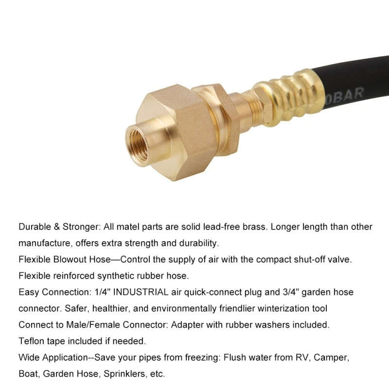 RV Winterizing Kit Sprinkler Blowout Adapter for Flush water from RV, Camper, Boat, Garden Hose
