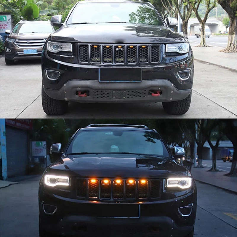 5PCS Car Front Grill Lights Fit for Dodge Durango 2011-2021 Raptor Grille LED Black Lens