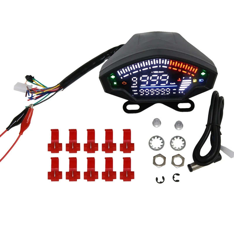 Motorcycle Digital Speedometer Meter LCD Electric Injection Carburetor Motor Tachometer Odometer
