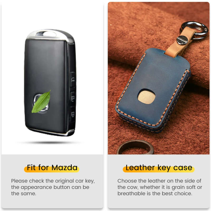 Smart Remote Car Key For Mazda Genuine Leather Car Key Case Cover For Mazda 3 Alexa CX4 CX5 CX8