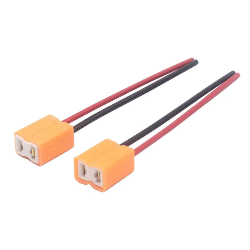 2Pcs H7 Ceramic Led Bulb Socket Holder H7 Headlight Ceramic Plug Adapter Extension Copper Cable
