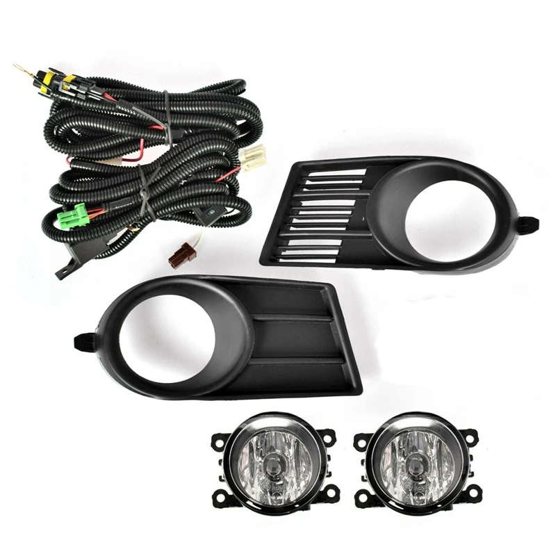 Front Bumper Fog Lights Fog Lamp Cover with Bulb H11 Switch Wire Bezel for Suzuki Swift 2006-10
