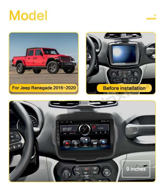 Car Android Radio 9'' Frame for Jeep Renegade 2Din Car DVD Navigation Cover Interior Frame