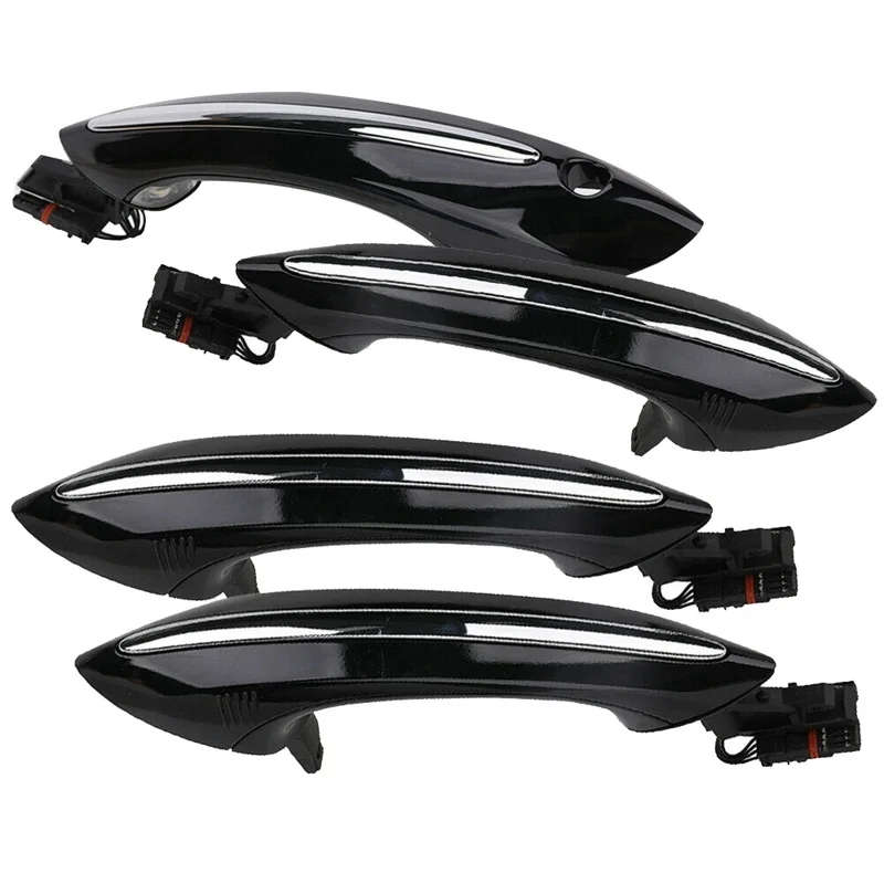 4X Black Outer Outside Exterior Comfort Access Door Handle Set For-BMW 5 6 7 Series