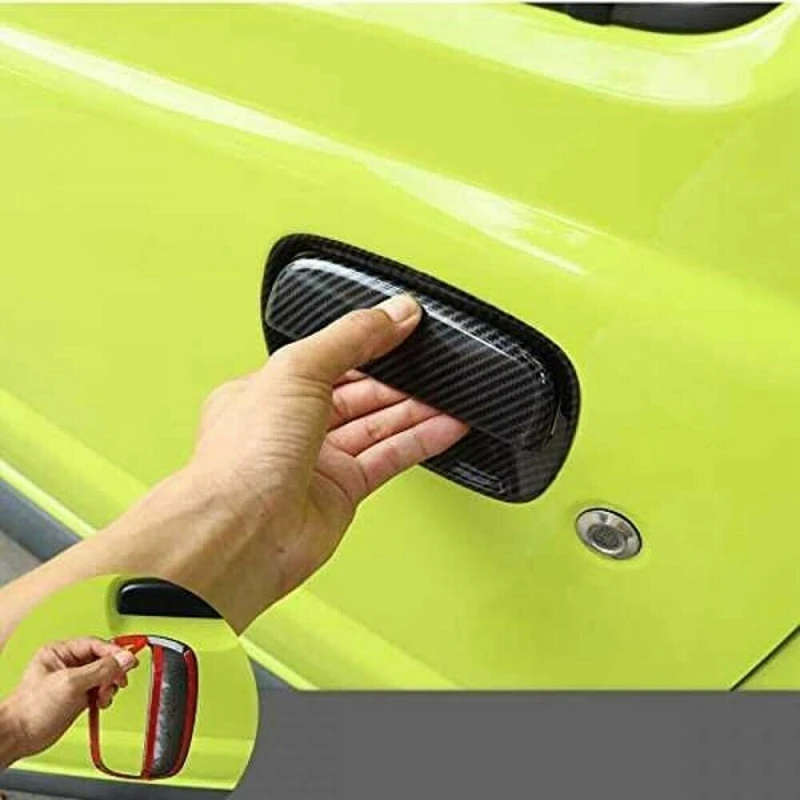 Door Handle Shell Outer Door Handle Decoration Cover ABS Carbon Fiber Grain for -Suzuki-Jimny