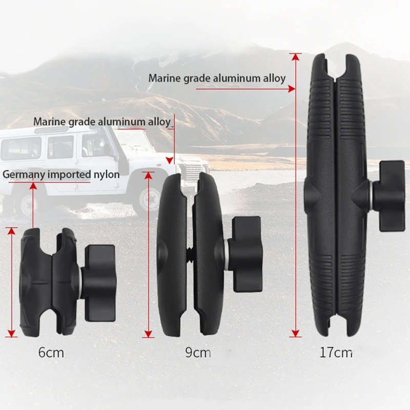 Arm Double Socket Arm for RAM with 1 Inch Ball Base Mount Motorcycle Camera Extension Arm