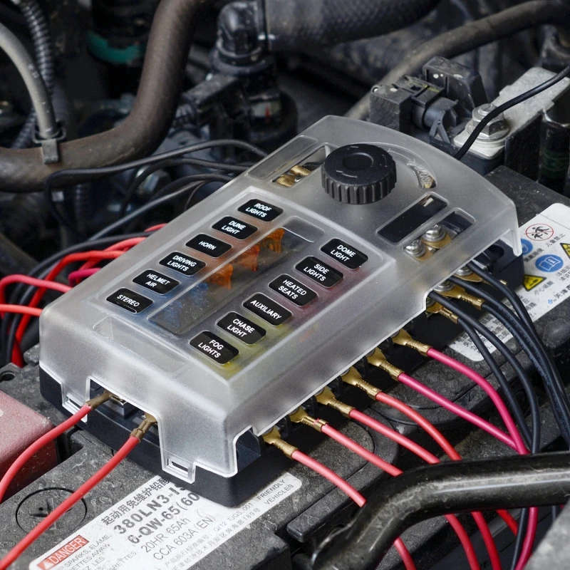 Car High Current Independent Positive and Negative 12-way/ 6-way LED Indicator Plug Fuse Box