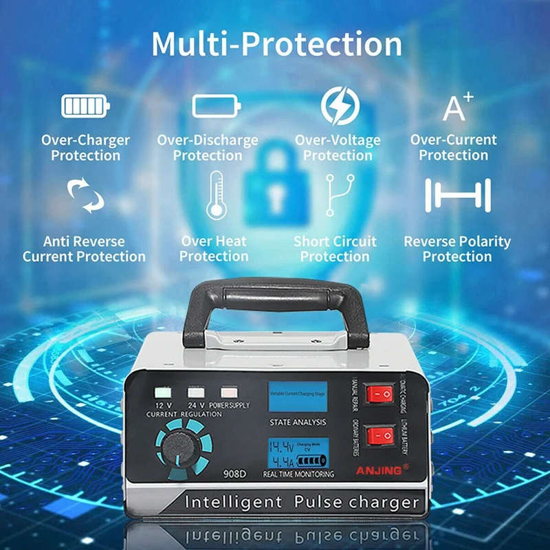 400W 30A 12V/24V Automatic Car Battery Charger Smart Pulse Repair Boat Trickle Eu Plug