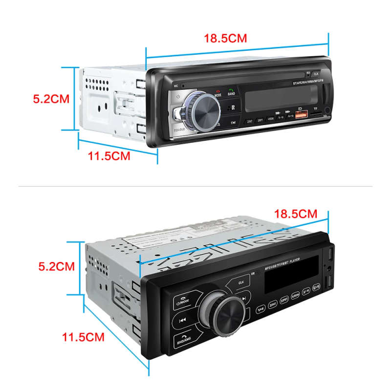 1 Din MP3 Car Radio Embedded Stereo Player Bluetooth EQ FM AUX Input TF Audio 2 USB