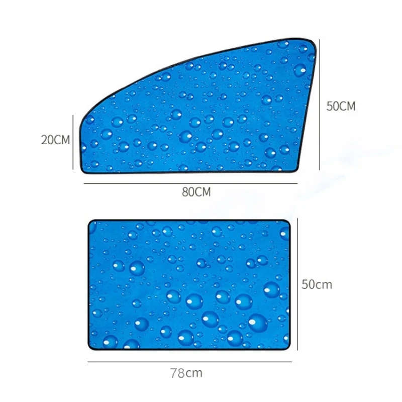 4 PCS Car Curtain Single-Layer Sun Protection Magnetic Vehicle Water Drop Sunshade