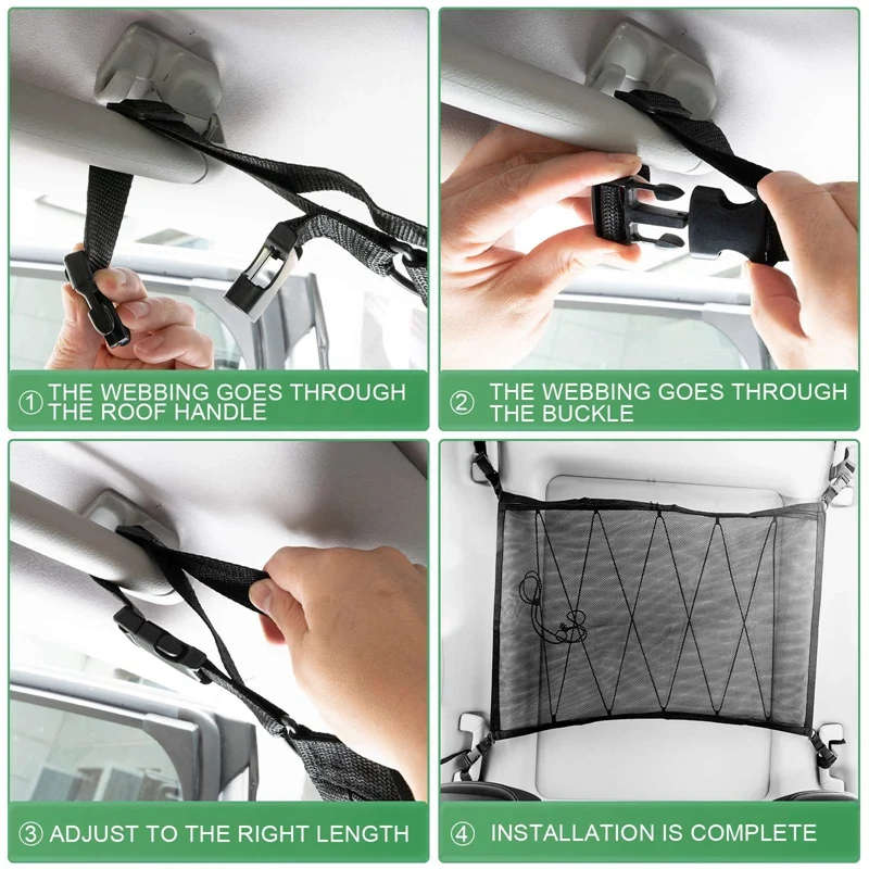 88X66CM Car Roof Inner Cargo Zipper Net Roof Luggage Net Trunk Storage Bag Suitable for Car SUV