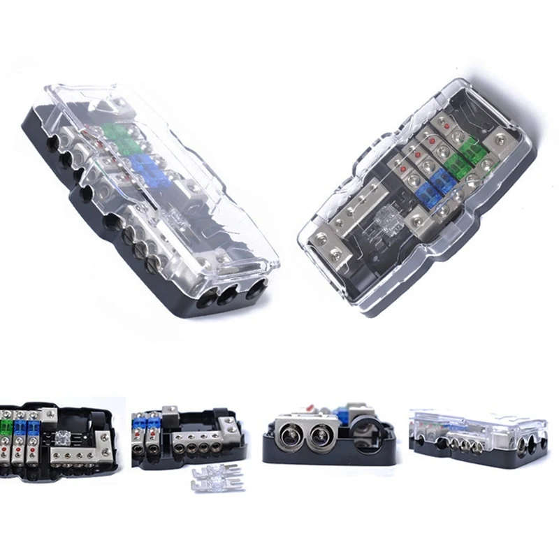 Car Audio Stereo Fuse Distribution Block Ground Mini ANL Fuse Block 4 Way Fuse Block 30A 60A 80Amp