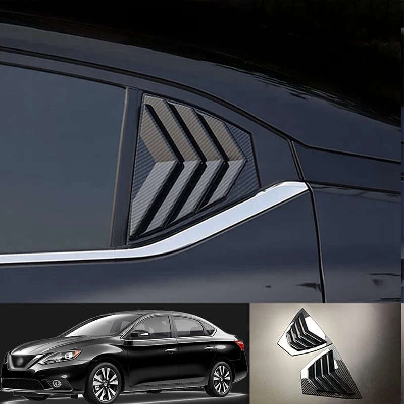 For Nissan Sentra 2020-2021 Carbon Look Rear Triple-cornered Shark Shutters Skull Cover Trim