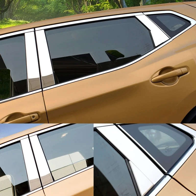 Window Chrome Pillar Post Cover Trim Molding Garnish Accent Stainless Styling for Nissan Qashqai J11