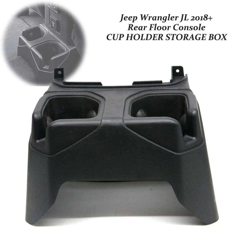 Rear Cup Holder for Jeep Wrangler JL 2018-2021 Floor Console Mounted Drink Holder Storage Box