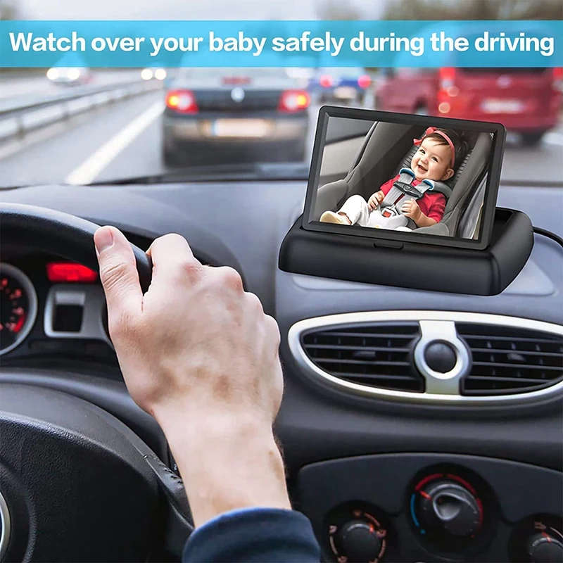 Car Mirror Camera for Baby 4.3 Inch HD Display Back Seat Full View Baby Car Camera