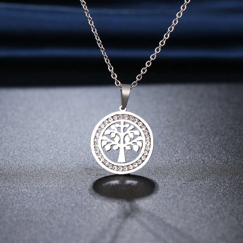 Retail Price R 899 / Genuine Stainless Steel Fortune Tree Necklace Crystal Rhinestone