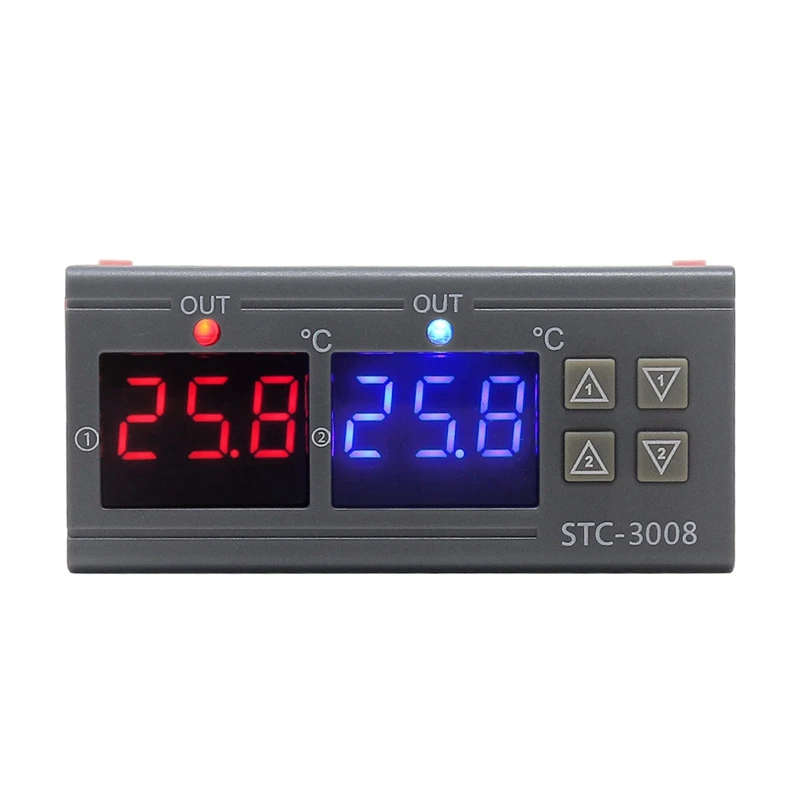 STC-3008 Dual Digital Incubator Thermostat Display Temperature Controller 12V