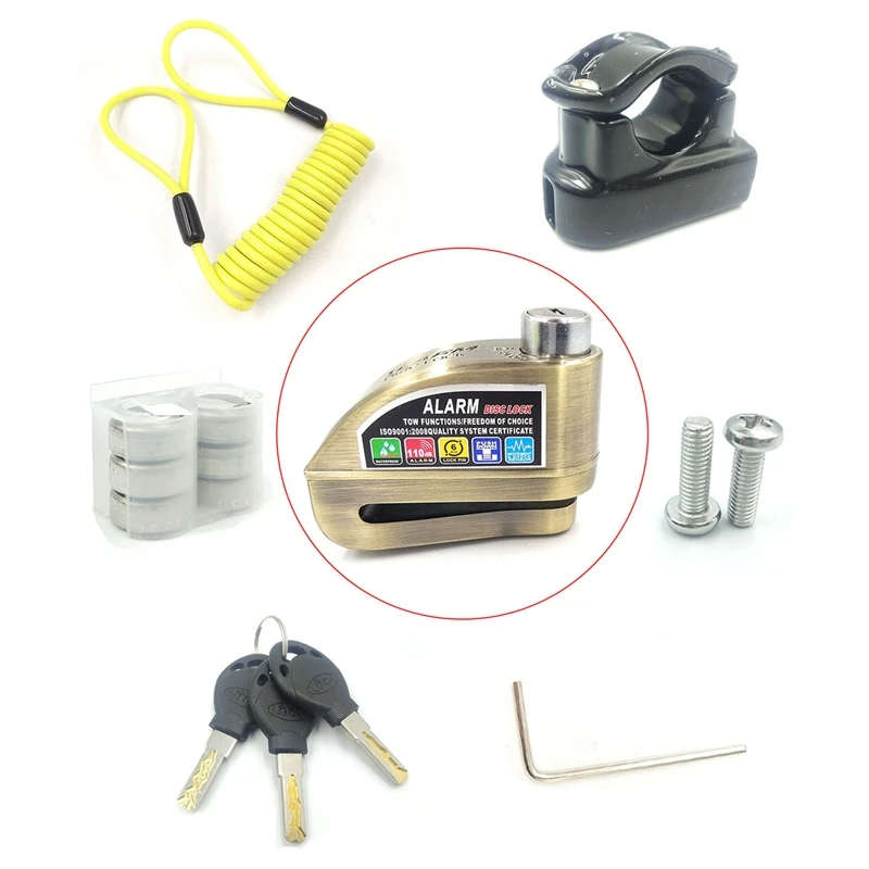 Alarm Lock Waterproof Motorcycle Alarm Lock Bike Lock Security Anti-Theft Lock Moto Disc Brake Ock