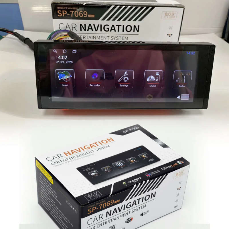 Android 8.1 Car Radio 1 Din 4Core GPS Navigation Player 6.9 Inch WiFi AUX FM USB Bluetooth 1DIN