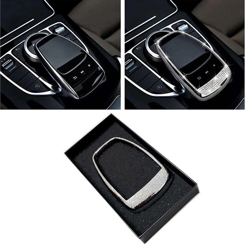 Bling Crystal Interior Media Control Emblem Cover for Mercedes Benz E300L C200L C180L E C Class GLC