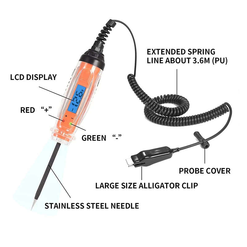 3-60V Automotive Ciruit Tester, Digital Light Tester with Voltmeter Heavy Duty Car Test Light