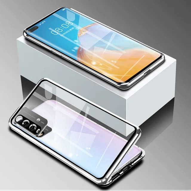 Double Sided Full All-Inclusive Lens Magnetic Phone Case For Huawei P30 Pro - Silver