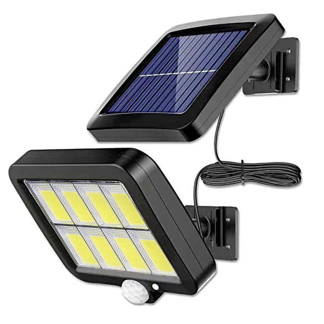 160 LED Bright COB White Solar LED Light With Split Solar Panel & Motion Sensor with Cable