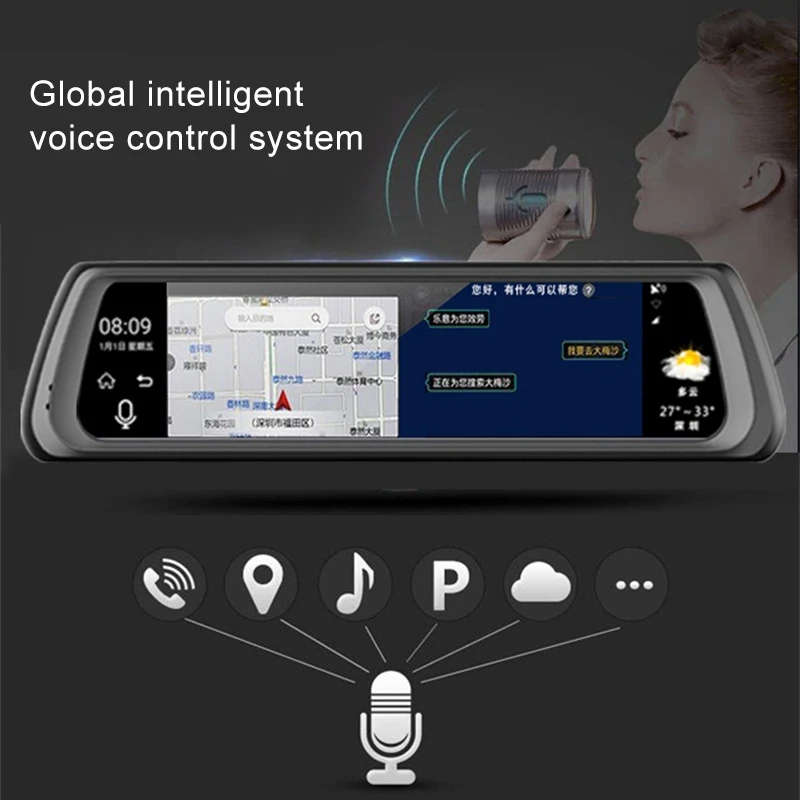 1080P Multi-functional Smart Car ADAS Dual Lens Video Record Camera Motion Detection
