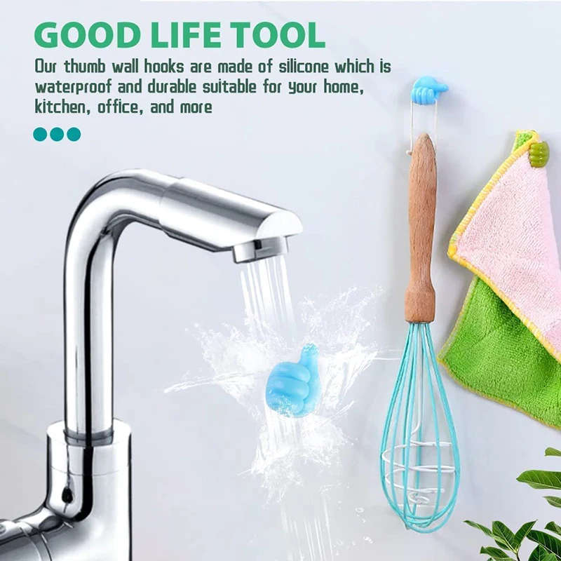 6pc Self-Adhesive Silicone Thumb Wall Hook Cable Management Wire Organizer