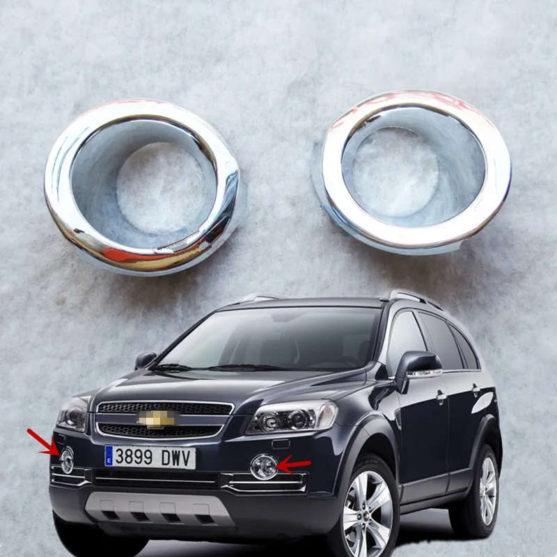 2 Pcs Chrome Front Bumper Fog Lamp Shell Cover Fog light Frame For Chevrolet Captiva 2007-10