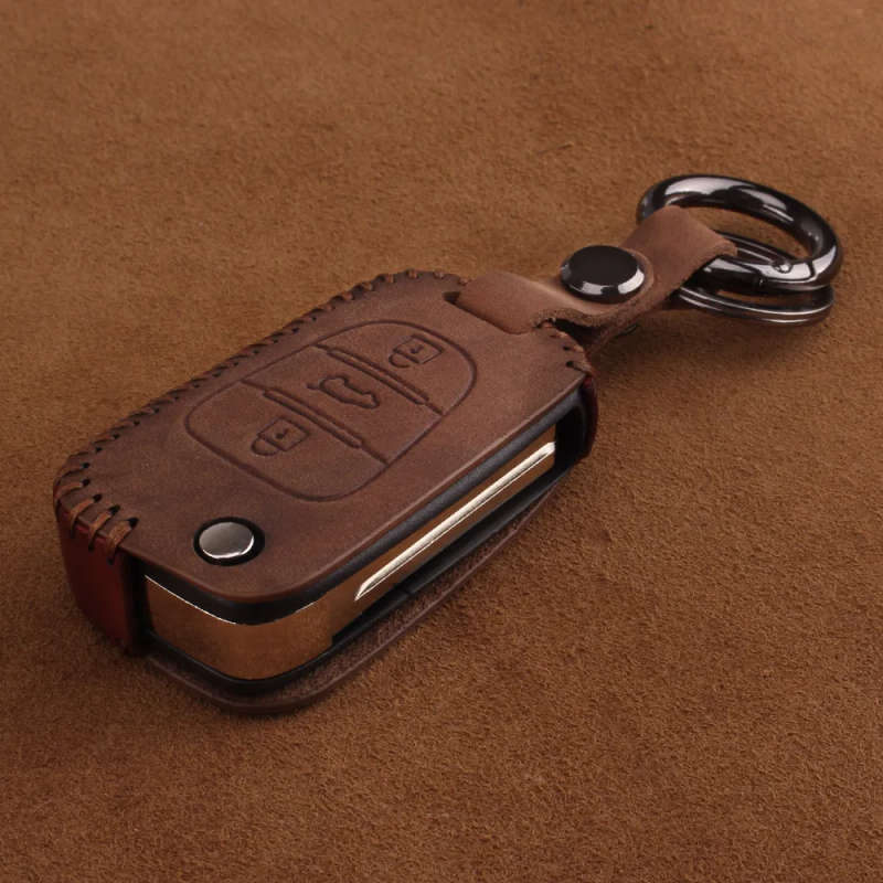 Leather Car Key Case Cover For Hyundai i20 i30 i40 IX25 Creta IX35 HB20 Solaris Elantra Accent/Kia