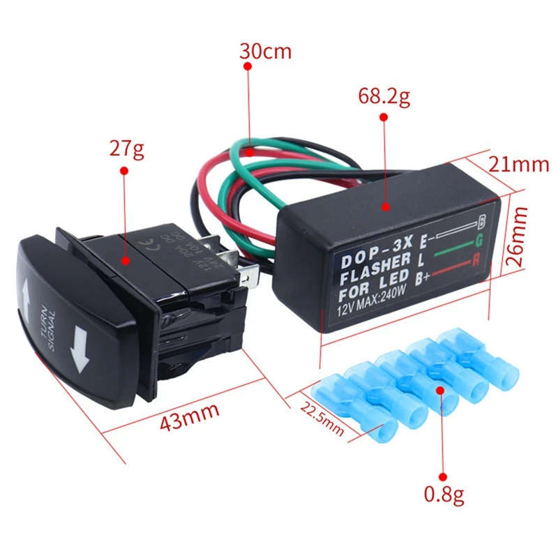 Motorcycle Flasher Relay with Turn Signal Rocker Switch LED Turn Signal Flasher