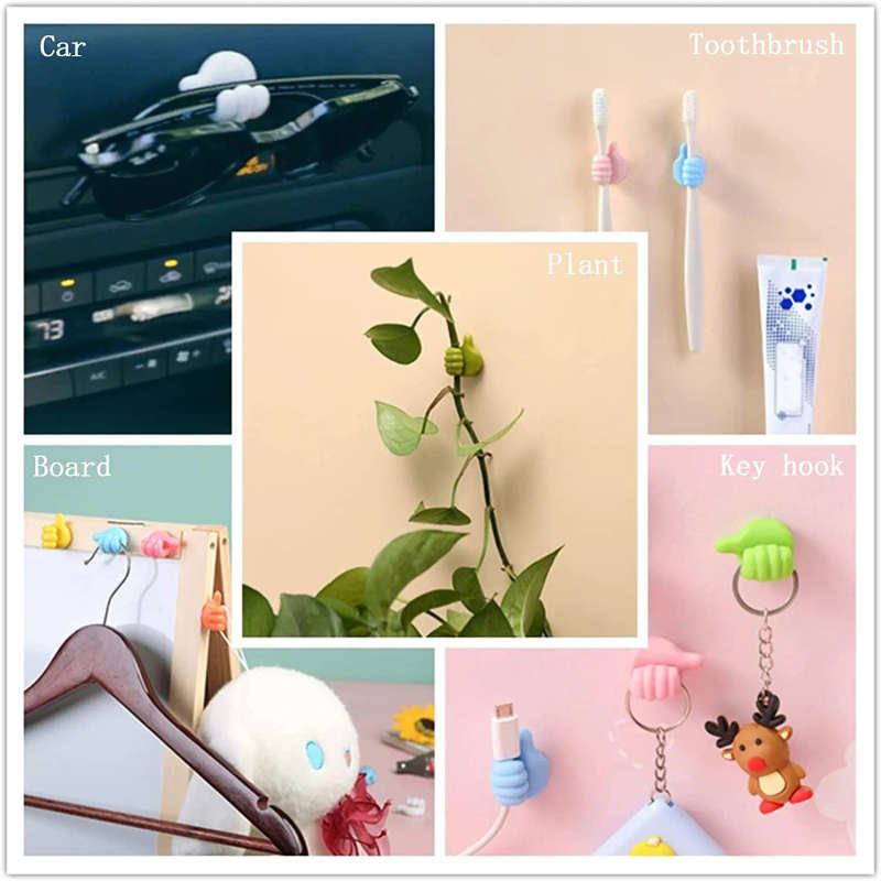 5pc Self-Adhesive Silicone Thumb Wall Hook Cable Management Wire Organizer