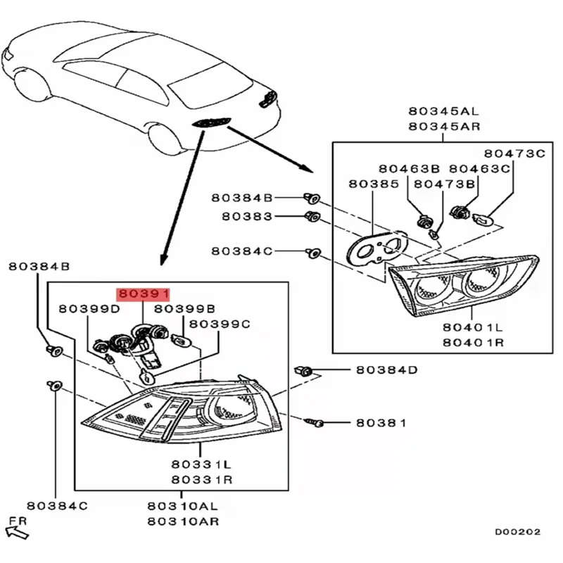 Rear Tail Light Wiring Harness CZ4A Socket Taillight Brake Lamp Cable Plug Adapter For Mitsubishi