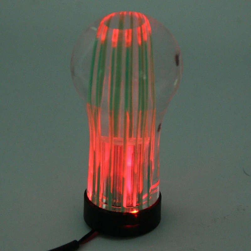 Crystal Double Light Car Breathing Racing Dash LED Magic Lamp Gear Head Shift Knob with Base
