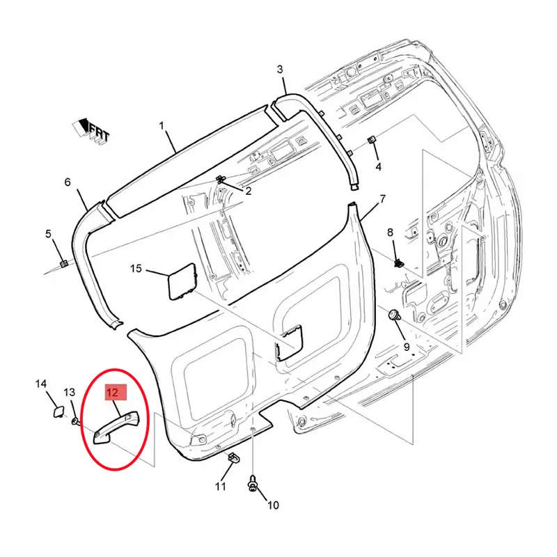 Car Interior Inside Rear Trunk Tailgate Door Handle For Chevrolet Captiva 2007-2015