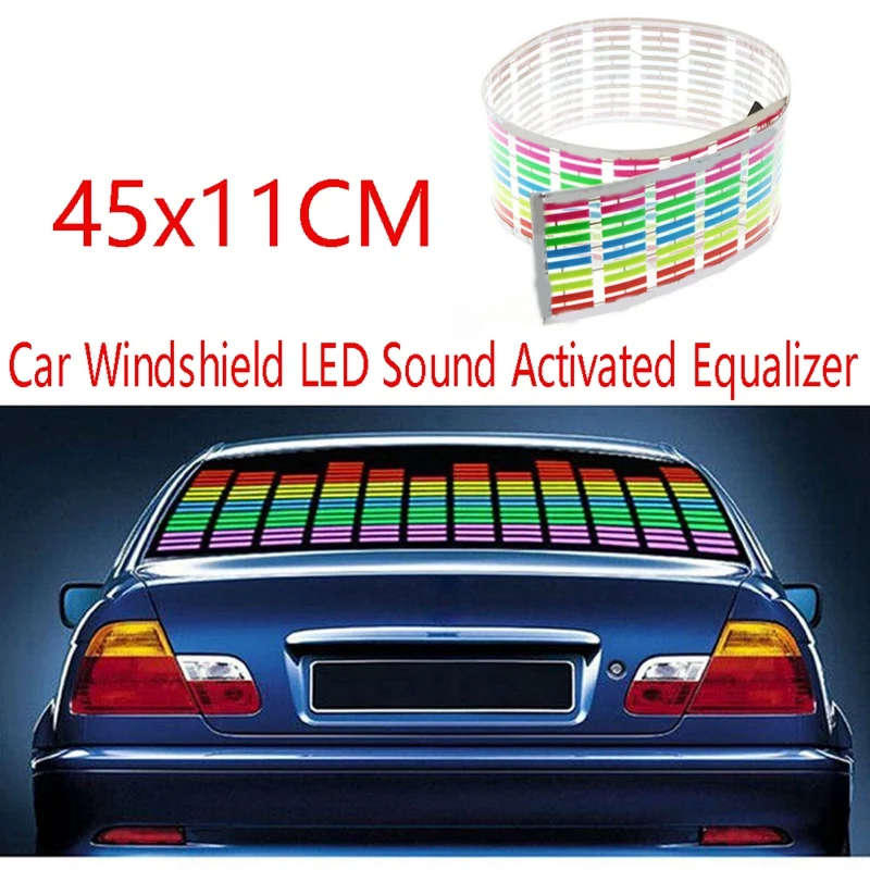 Car Windshield LED Sound Activated Equalizer Car Neon EL Light Music Rhythm Flash Lamp Sticker