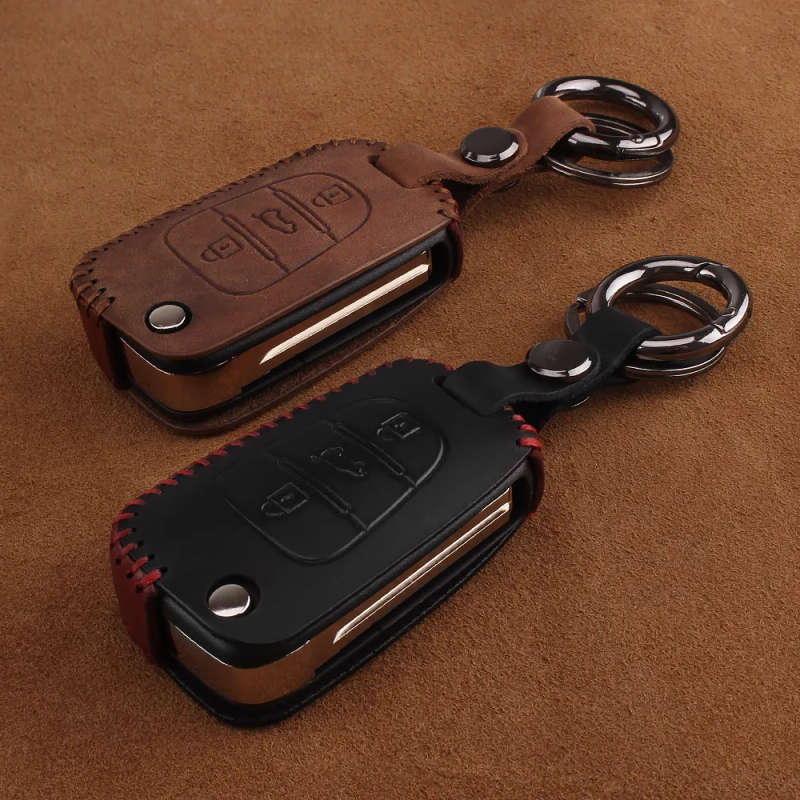 Leather Car Key Case Cover For Hyundai i20 i30 i40 IX25 Creta IX35 HB20 Solaris Elantra Accent/Kia