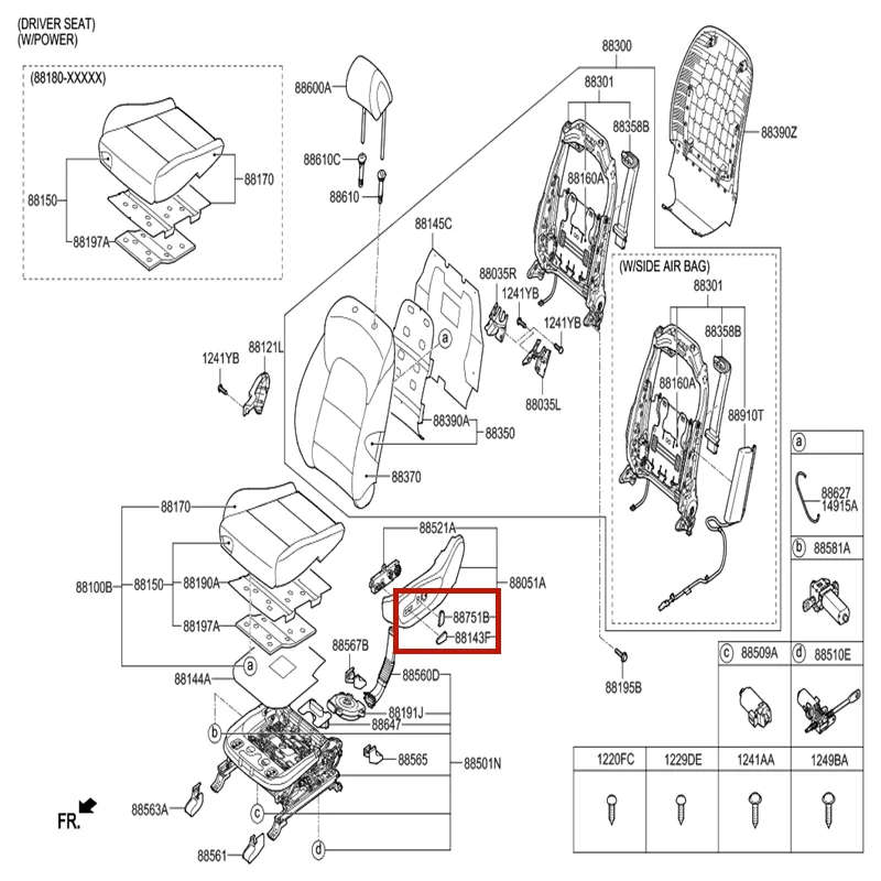 For Hyundai Tucson Sonata 2016-2019 Front Seat Recliner Track backrest Adjuster Switch Button Cover