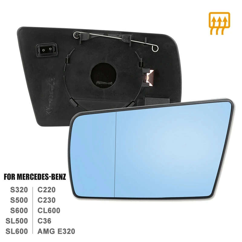 Wing Mirror Glass Heated with Backing Plate LH RH for Mercedes-Benz C W202 E W210 S W140 1994+