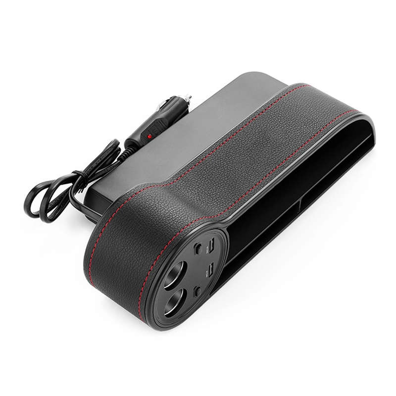 Car Multi-functional Console PU Leather Box Cigarette Lighter Charging Pocket Cup Holder