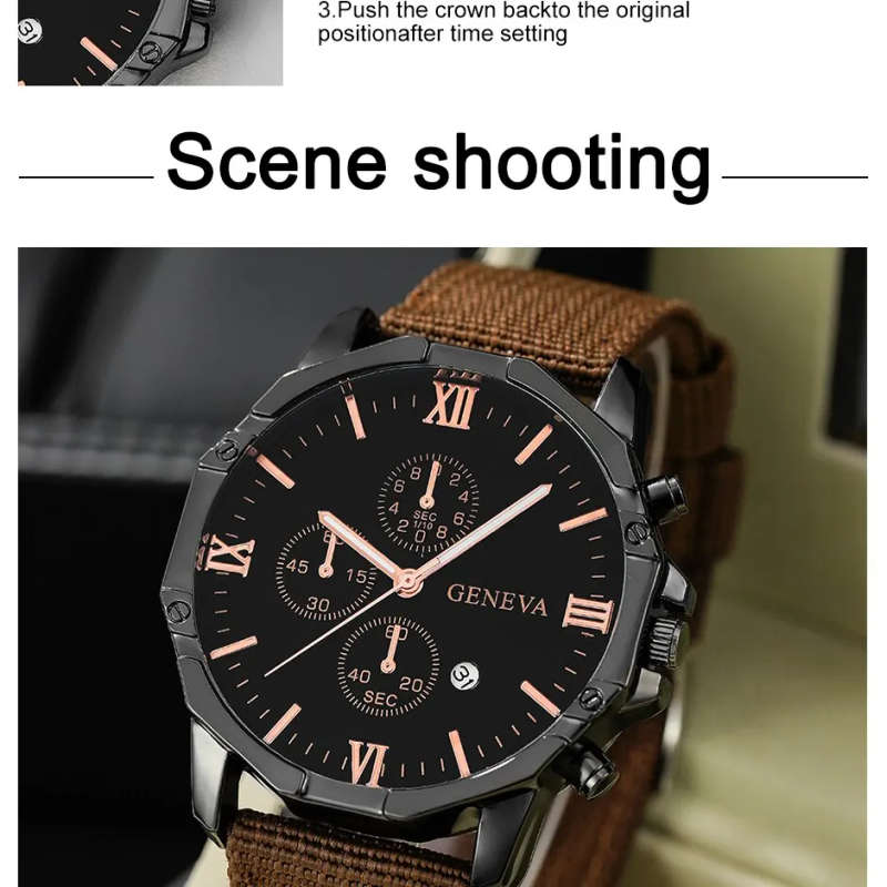 Top Brand Luxury Fashion Calendar Watch Men Nylon Strap Clock