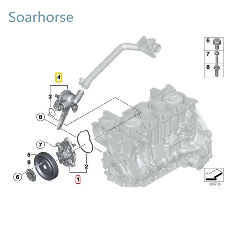 Coolant Water Pump Thermostat Housing for BMW F20 F21 F30 F31 320i 116i 118i N13 316Li 11537600584