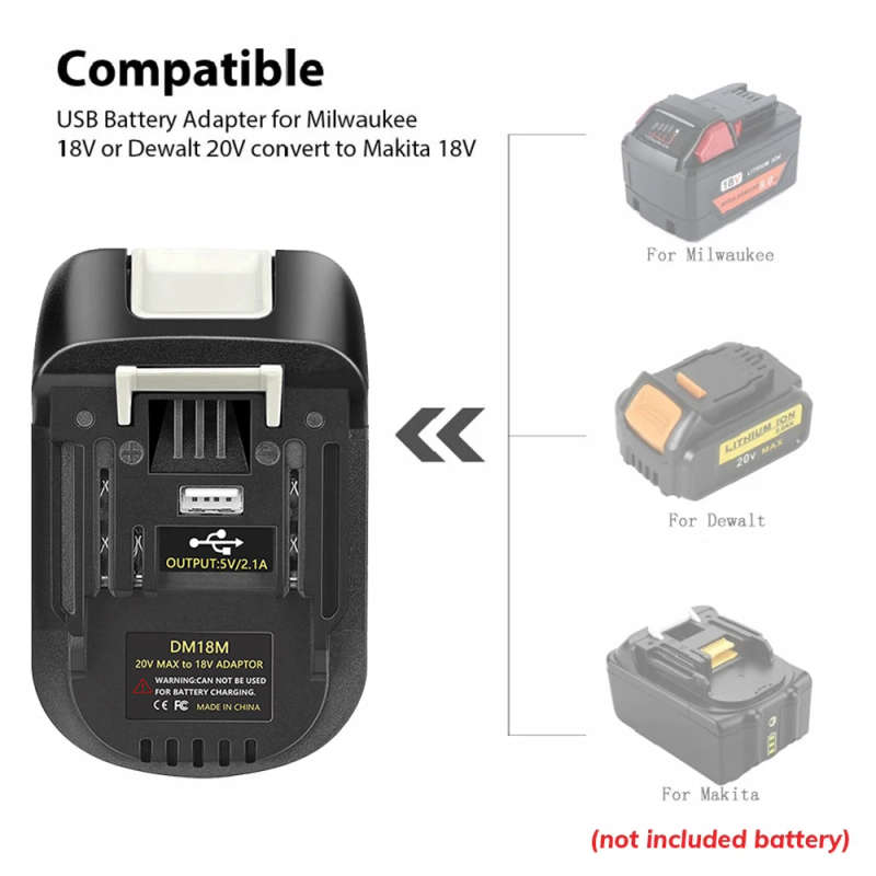 DM18M Adapter for Makita 18V Tools, for DeWalt 20V Lithium Battery to for Makita 18V Battery Cordles