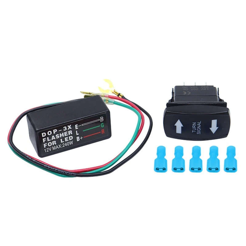 Motorcycle Flasher Relay with Turn Signal Rocker Switch LED Turn Signal Flasher