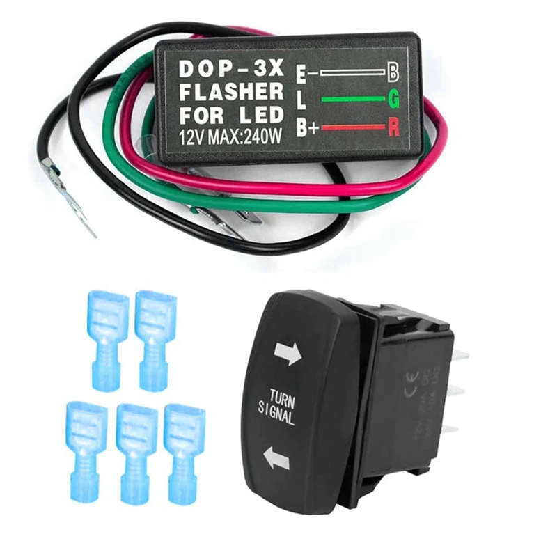 Motorcycle Flasher Relay with Turn Signal Rocker Switch LED Turn Signal Flasher