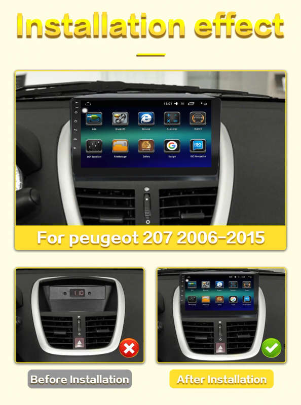 Car Radio For Peugeot 207 2006 - 15 2 Din Auto Android 10 GPS FM4G 16EQ AHD1080P Multimedia Player
