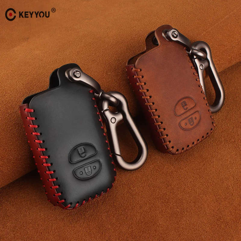 For Toyota Prius Land Cruiser Avalon Prado Leather Car Key Keychain Covers Key Case Bag